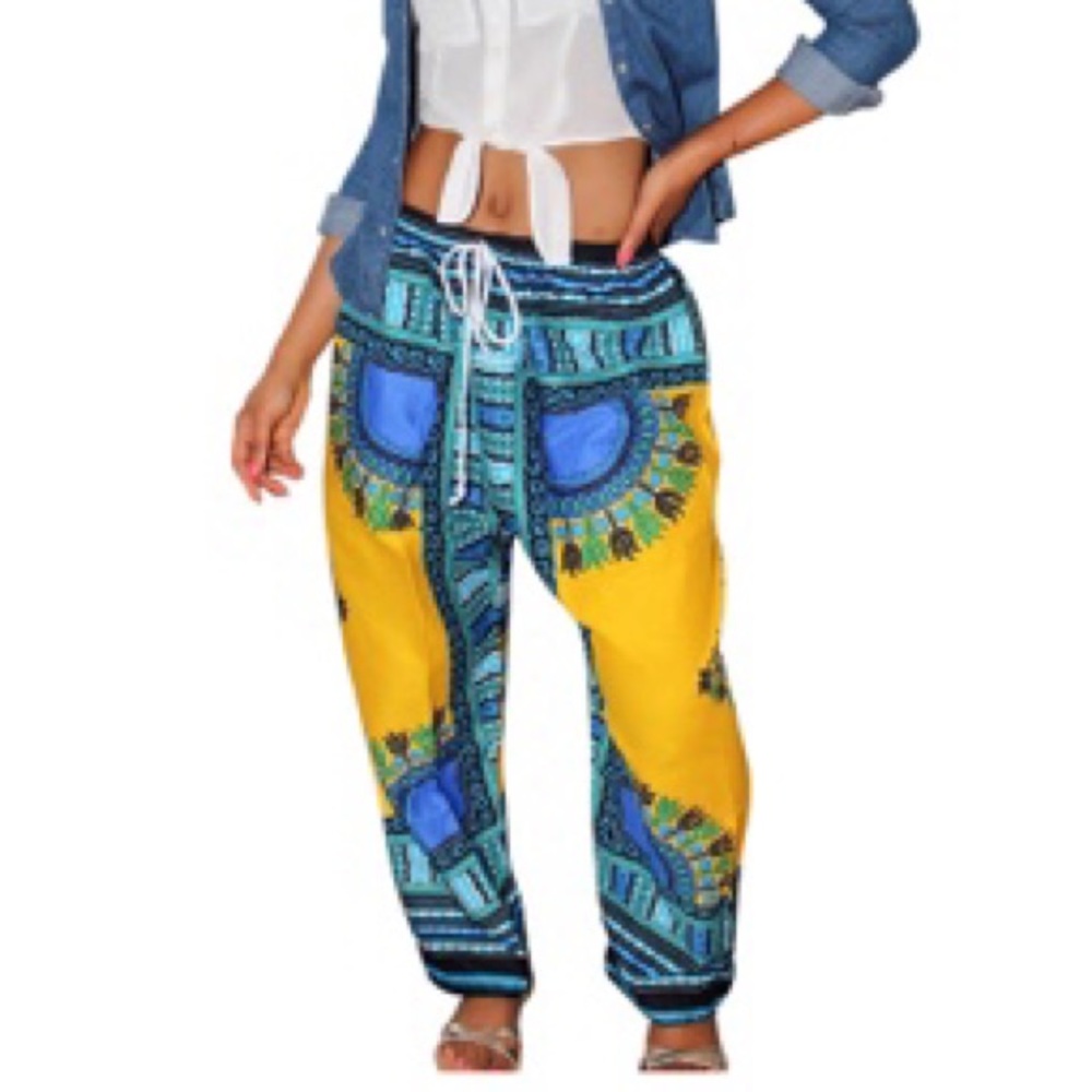 Yellow dashiki style pants